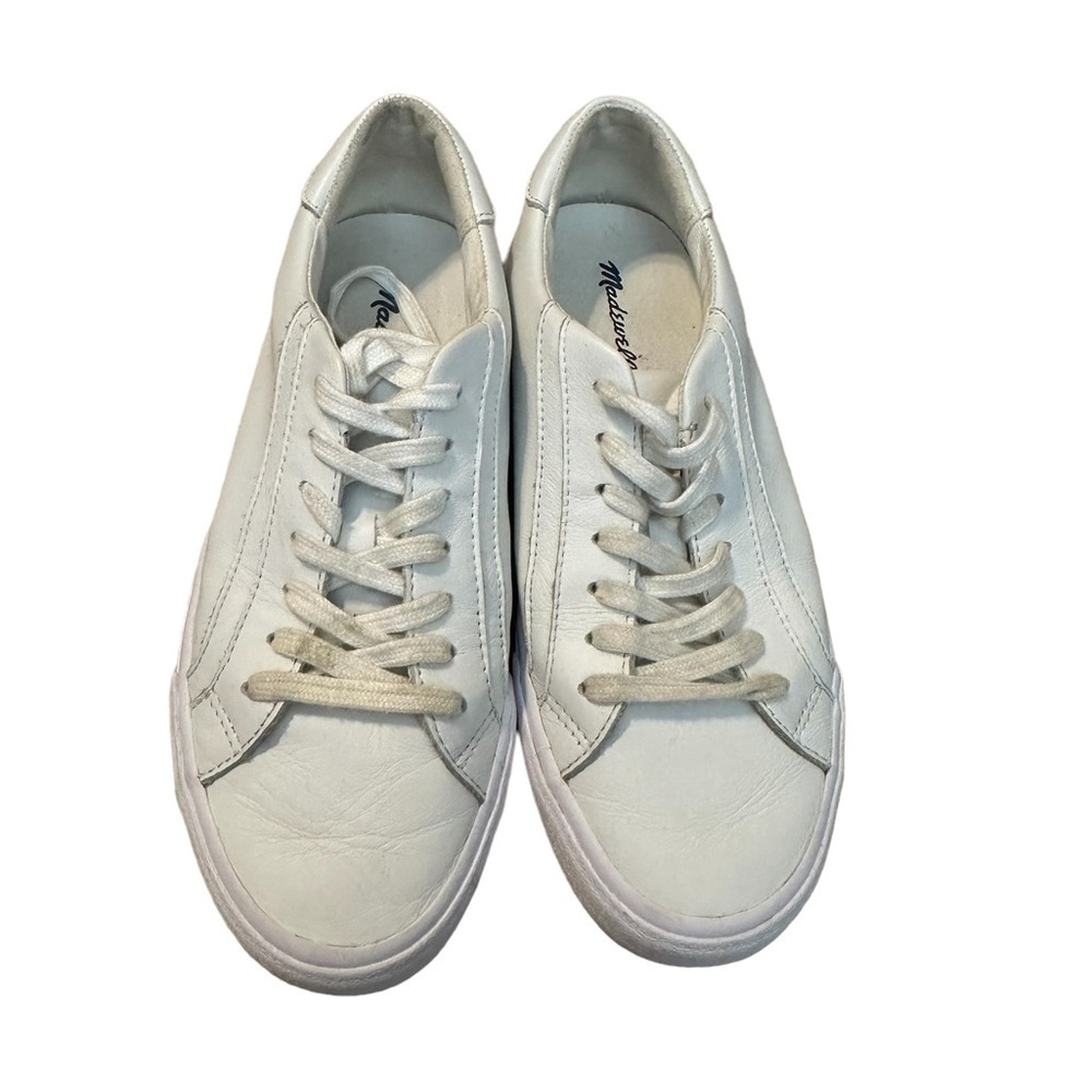 Madewell Sidewalk Low-Top Sneakers in Leather White Size 8‎ Women Minimalist